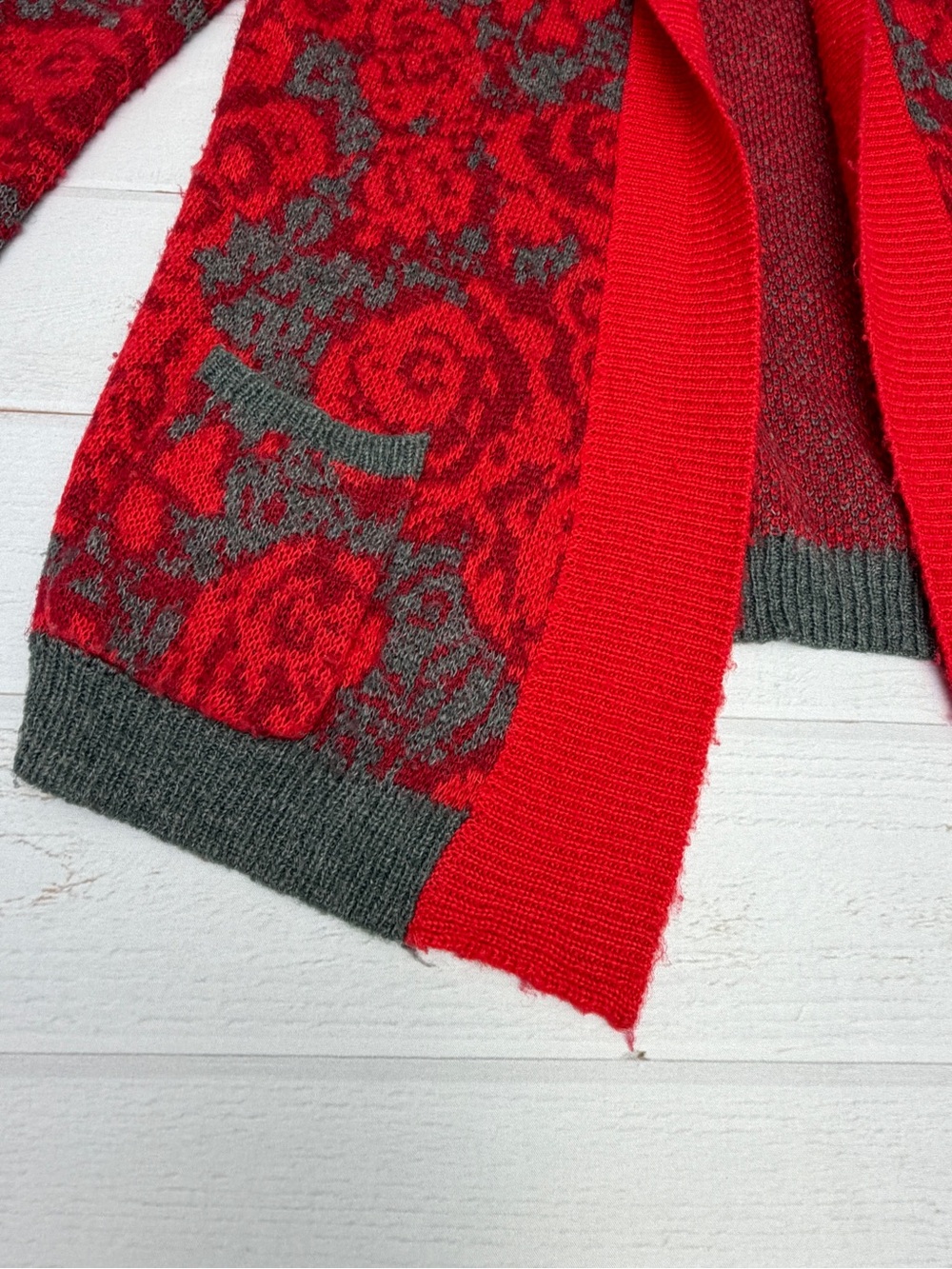Anthropologie Maraschino Floral by Sparrow Oversized Red Floral Hooded Sweater - Picture 11 of 12